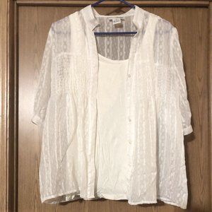 white lacy blouse